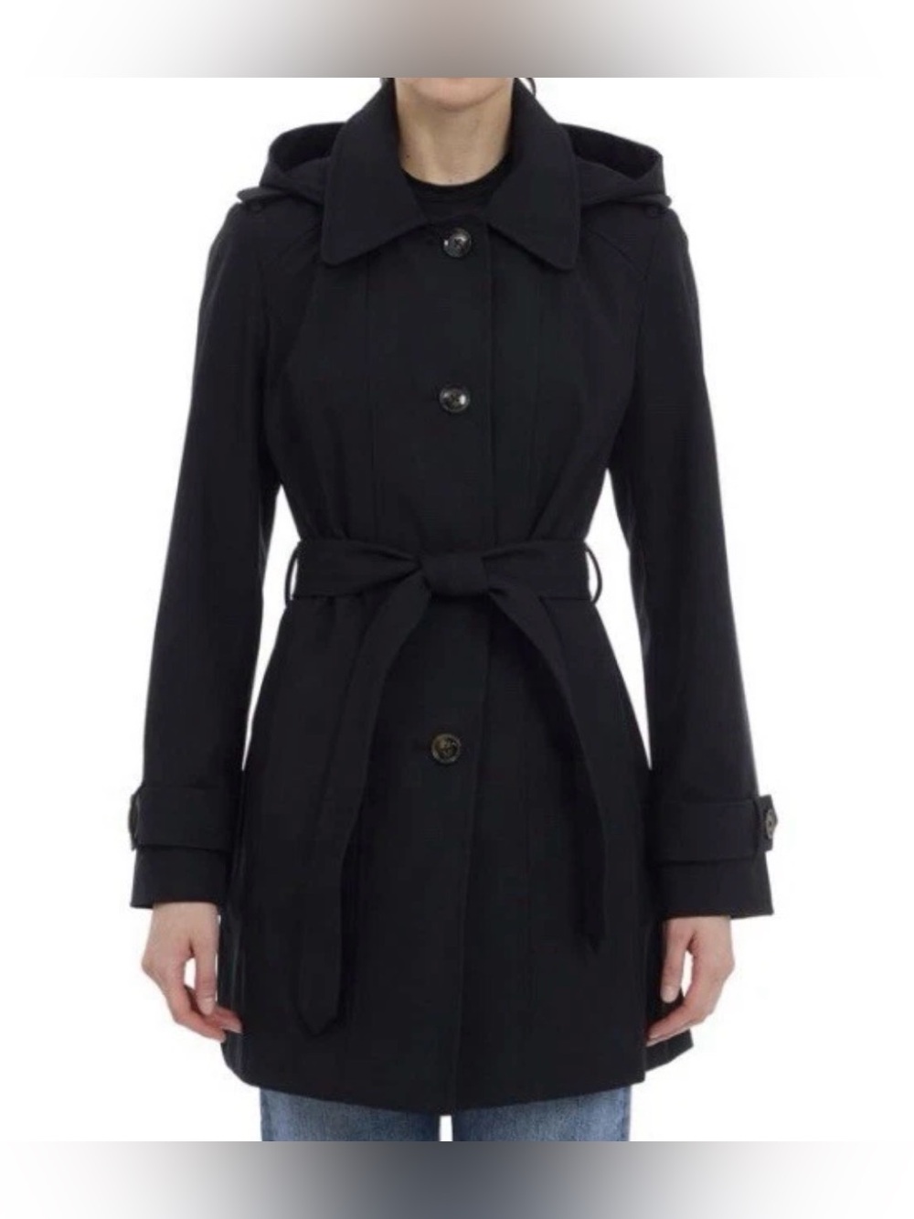 LONDON FOG WOMEN'S SINGLE-BREASTED TRENCH RAINCOAT~ Size XXL Black - excellent